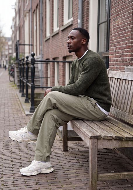 Groene SELECTED MEN Trui LMNEIL LS KNIT NEPS CREW NECK - large