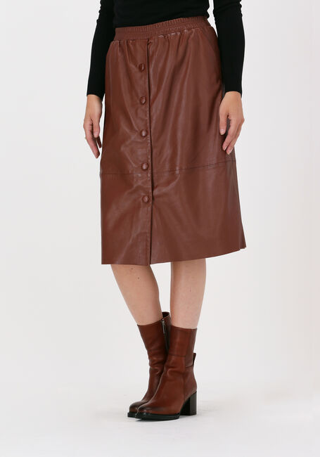 Cognac SUMMUM A-lijn SKIRT LAMBSLEATHER - large