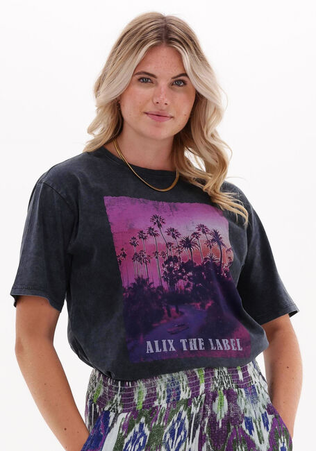 Grijze ALIX THE LABEL T-shirt LADIES KNITTED PALMTREE T-SHIRT - large