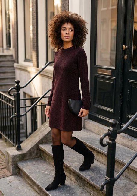 Bordeaux OBJECT Mini jurk OBJFILIPA L/S RE SHORT DRESS - large