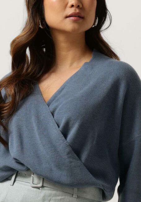 Blauwe ANOTHER LABEL Trui LEN KNITTED PULL L/S - large