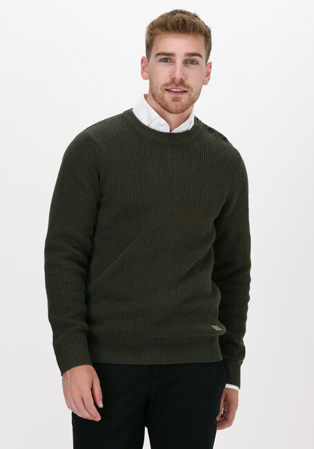 Donkergroene SELECTED HOMME Trui SLHIRVEN LS KNIT BUTTON CREW W - large