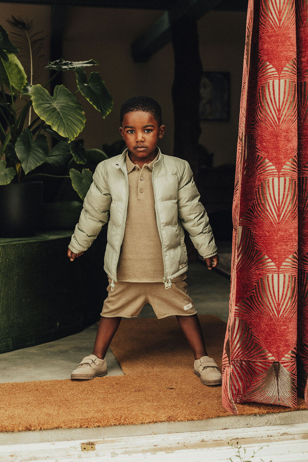 Groene BAJE STUDIO Gewatteerde jas ROCKS - large