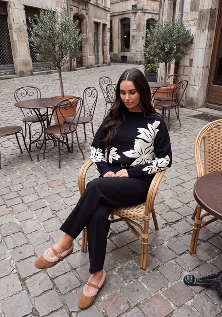 Zwarte OBJECT Trui OBJRAY LO L/S KNIT PULLOVER AOP NOOS - large