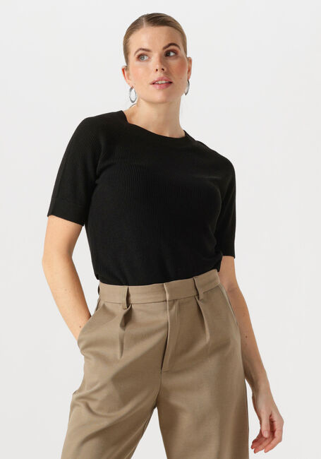 Zwarte SELECTED FEMME T-shirt SLFELINNA NEW SS KNIT TOP - large
