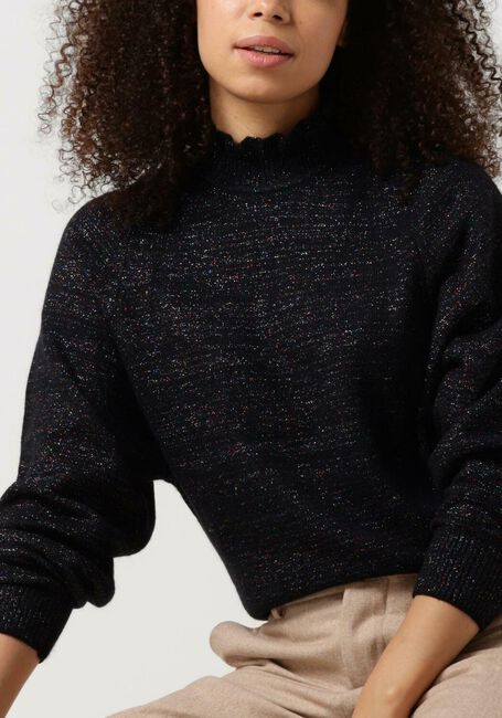 Bruine SCOTCH & SODA Trui RUFFLED HIGH-NECK LUREX PULLOVER - large