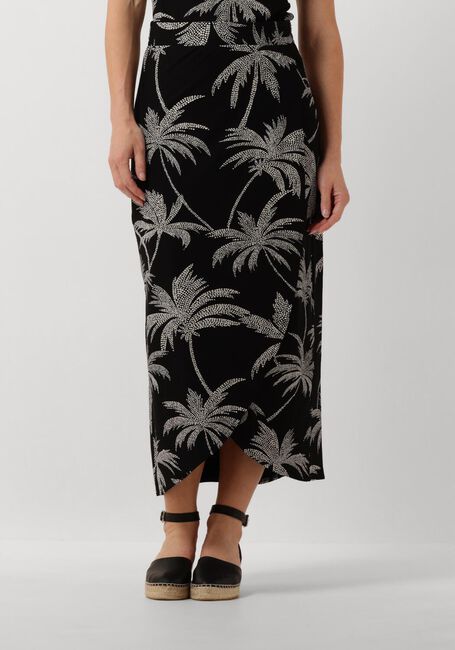 Zwarte JANSEN AMSTERDAM Maxirok VP663 JERSEY PRINTED WRAP SKIRT - large