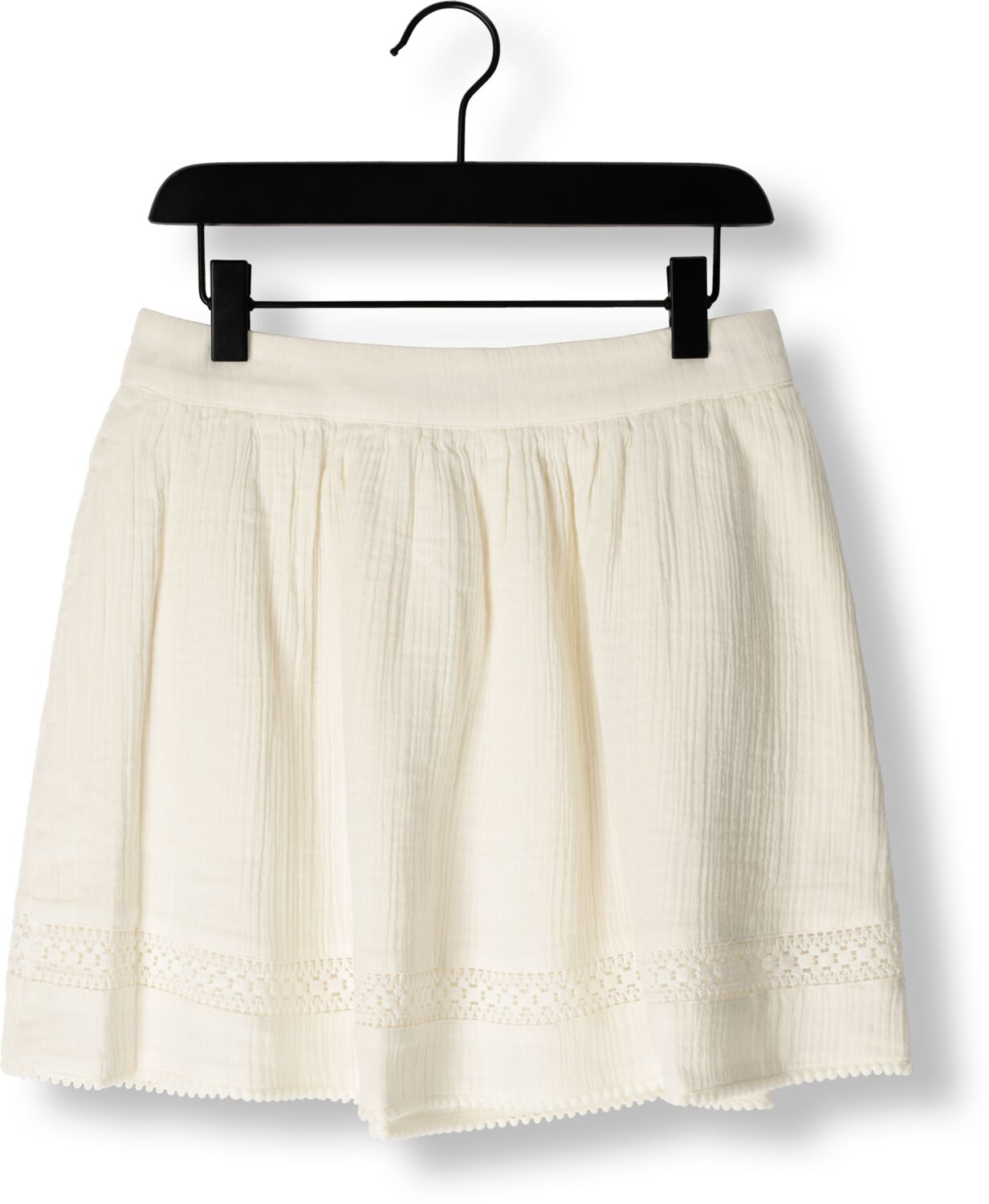 SCOTCH & SODA Meisjes Rokken Lace Detail Crinkle Cotton Mini Skirt Wit
