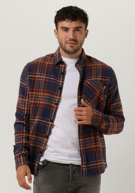 Blauwe CAST IRON Casual overhemd LONG SLEEVE SHIRT BRUSHED TWILL CHECK REGULAR FIT - large