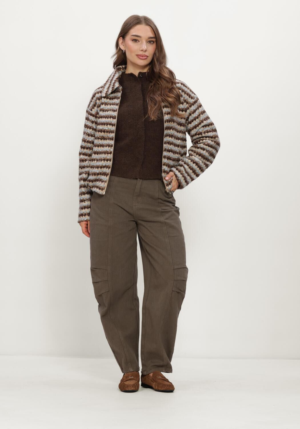 NEO NOIR Dames Truien & Vesten Dione Fluffy Knit Cardigan Bruin