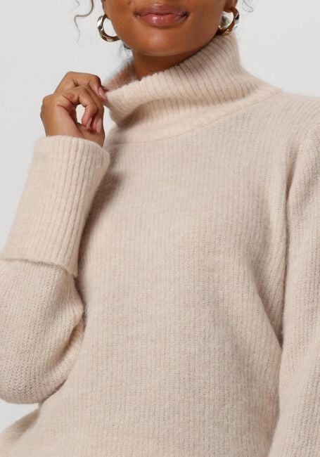 Beige SELECTED FEMME Trui SLFSIA RAS LS KNIT HIGH NECK - large