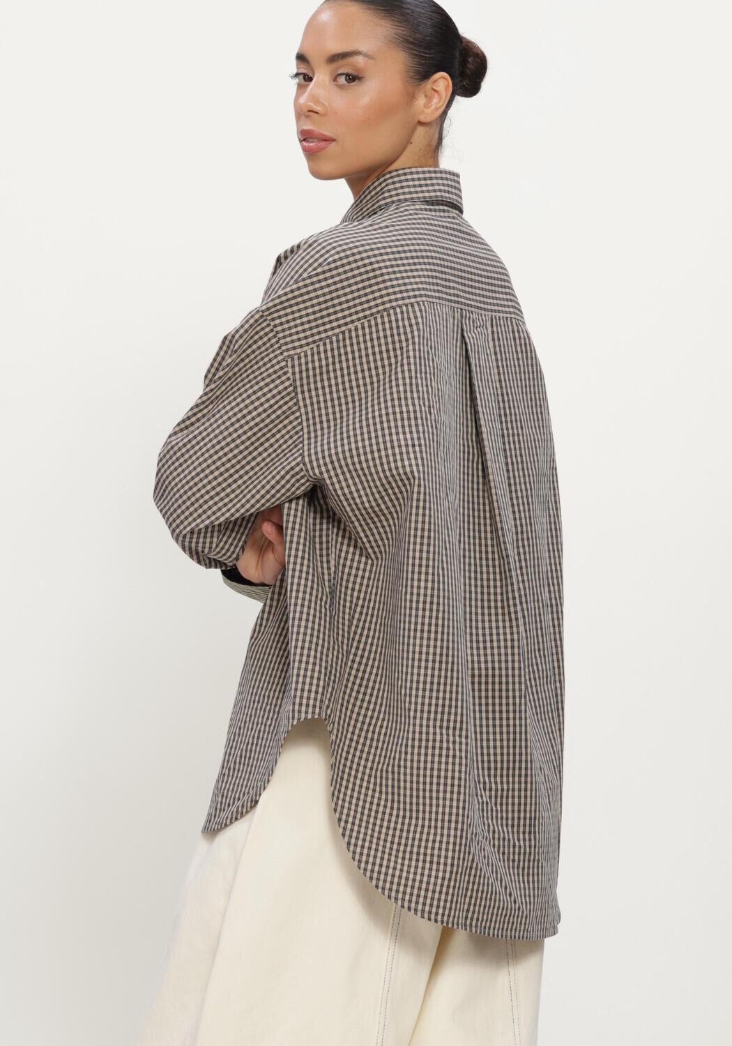 Beige BOII STUDIOS Top FIE CHECK SHIRT - large