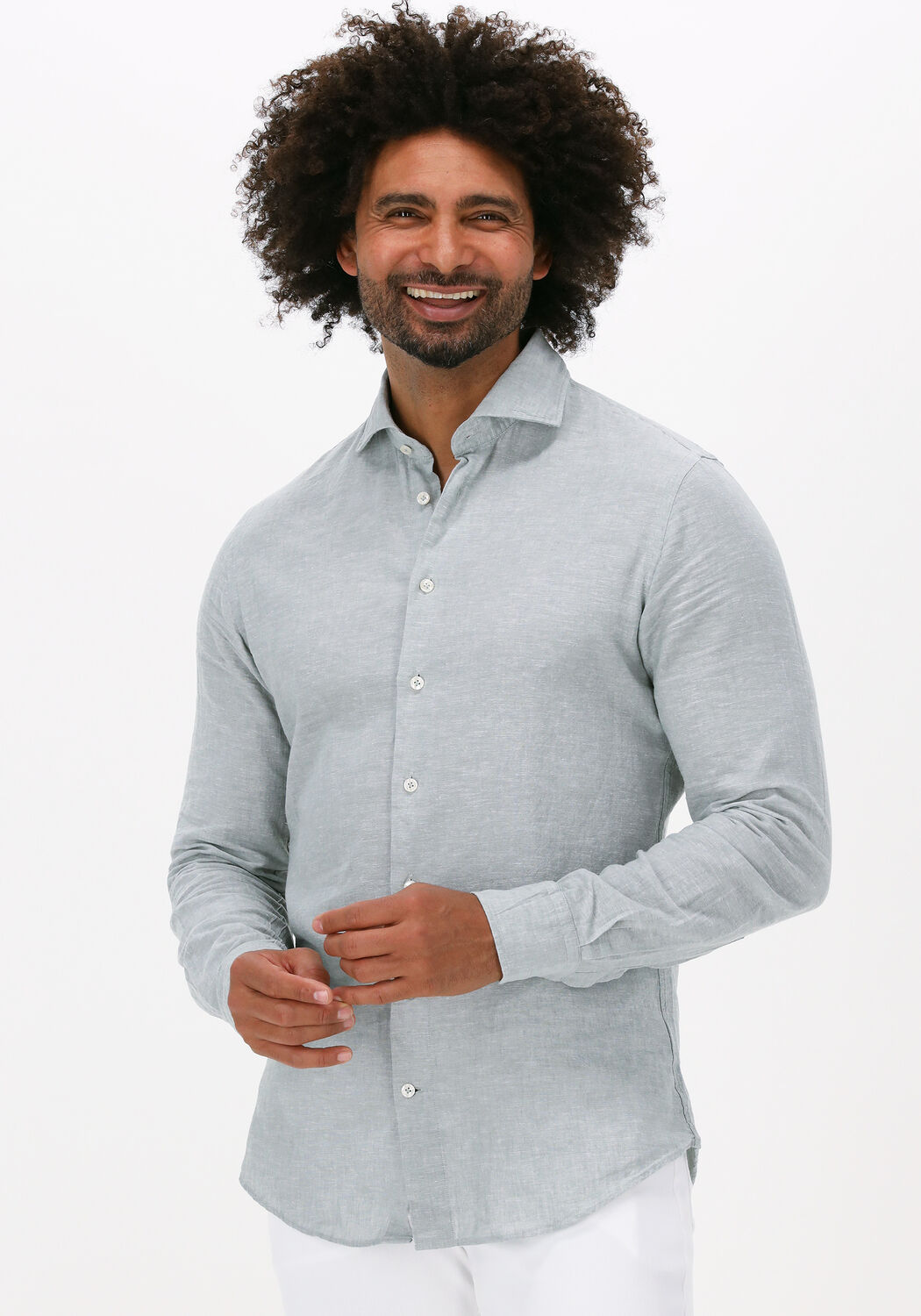 groene profuomo casual overhemd hartger w cotton linnen