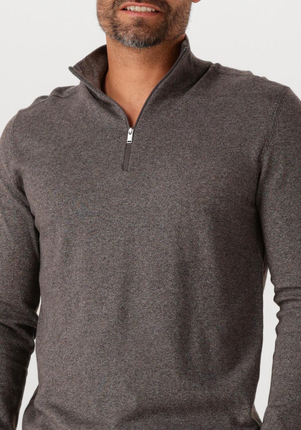 SELECTED HOMME Heren Truien & Vesten Slhberg Half Zip Cardigan Noos Bruin