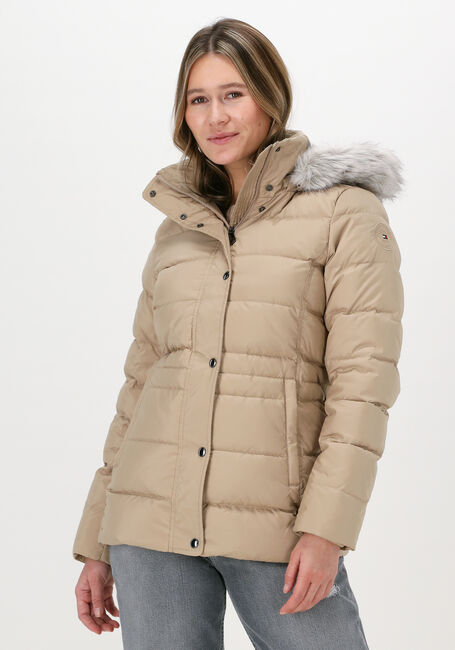 Beige TOMMY HILFIGER Gewatteerde jas TH ESS TYRA DOWN JKT WITH FUR - large