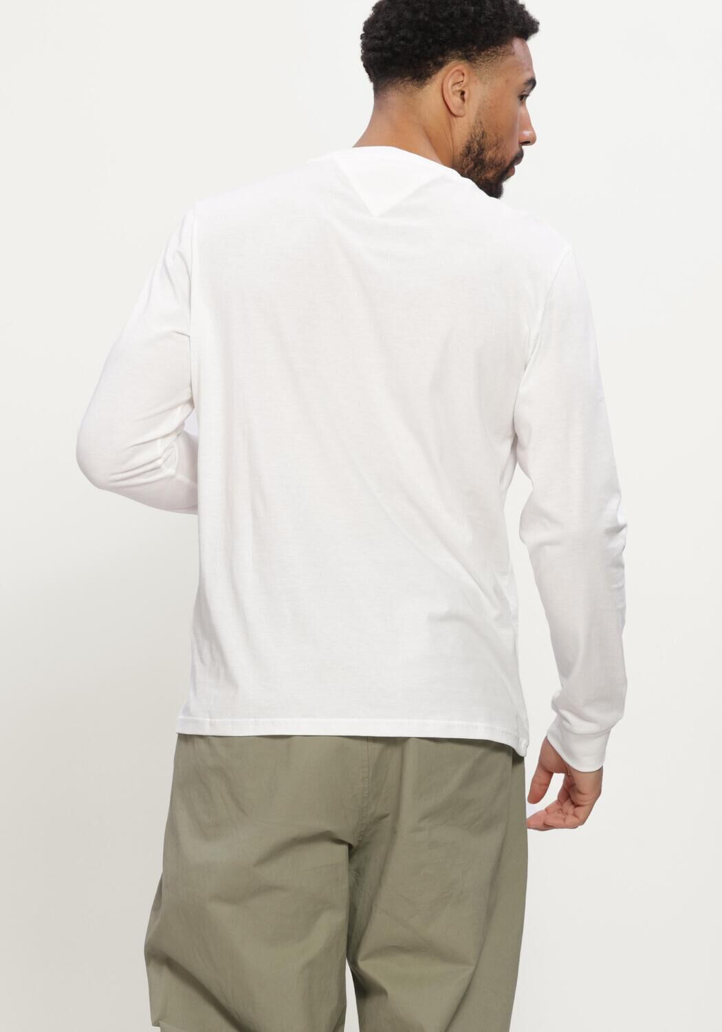 Witte TOMMY JEANS T-shirt TJM SLIM SIGNATURE CHEST TEE LS - large