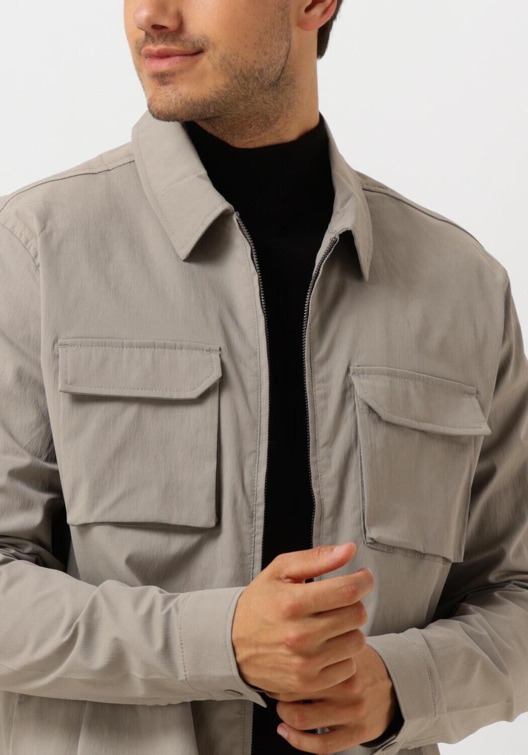 PURE PATH Heren Overshirts Regular Fit Shirts Over204 Taupe