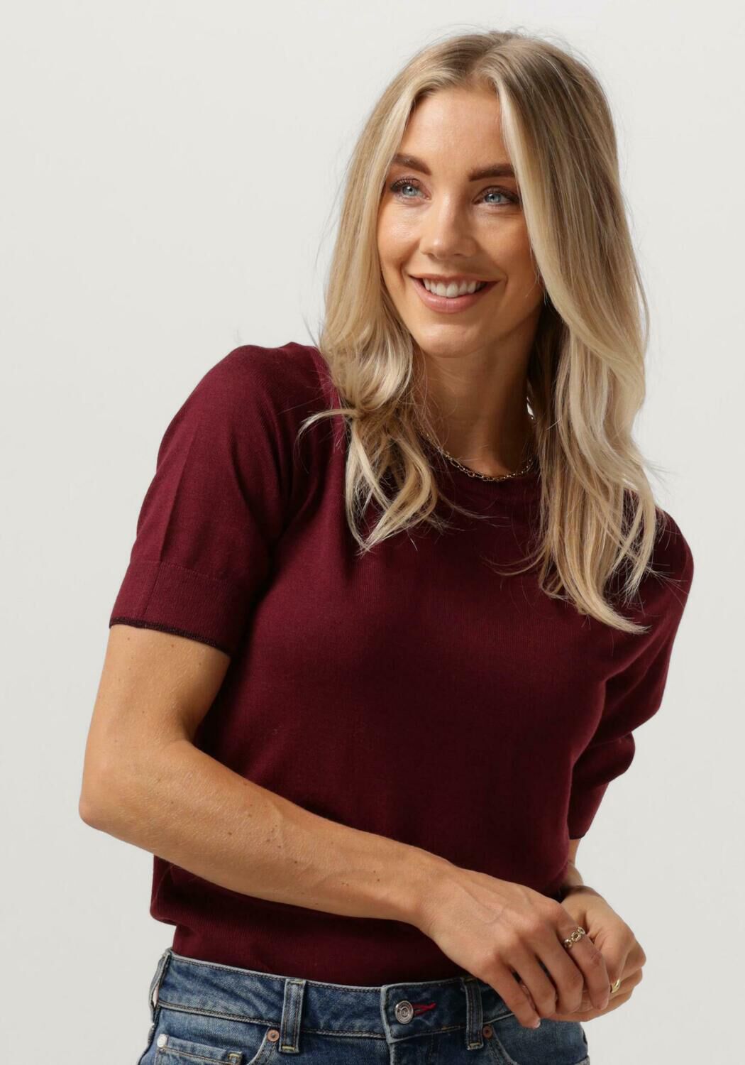 SCOTCH & SODA Dames Tops & T-shirts Short Sleeved Crew Neck Pullover Bordeaux