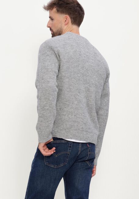 Grijze SELECTED MEN Trui SLMRAI LS KNIT WAFFLE CREW NECK - large