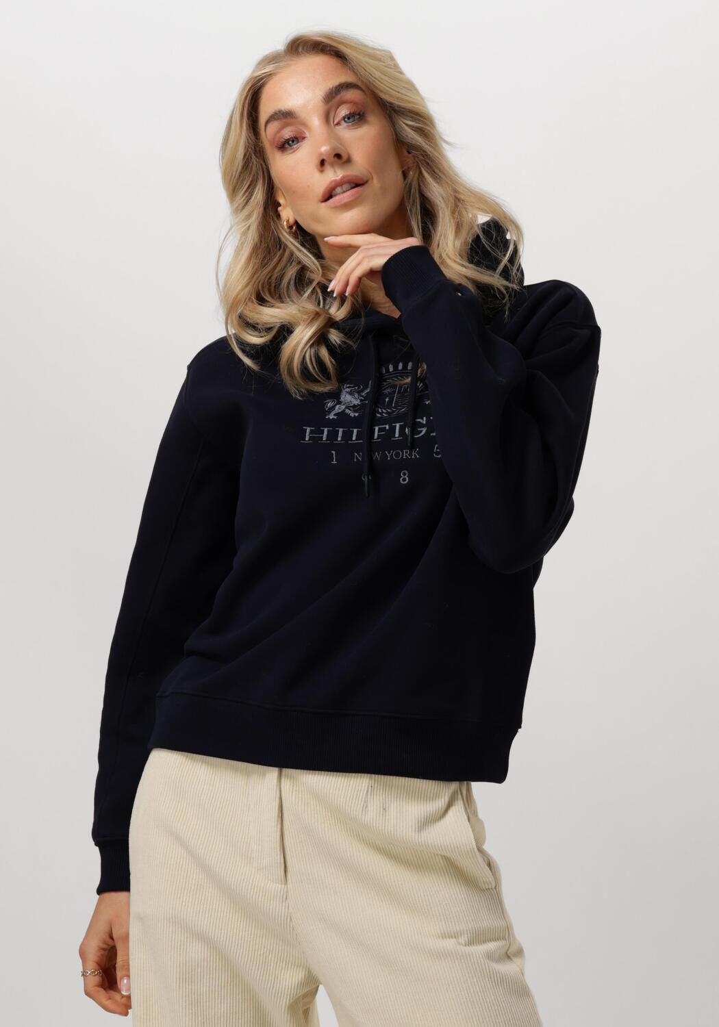 TOMMY HILFIGER Dames Truien & Vesten Mdrn Reg Varsity Crest Hoodie Donkerblauw