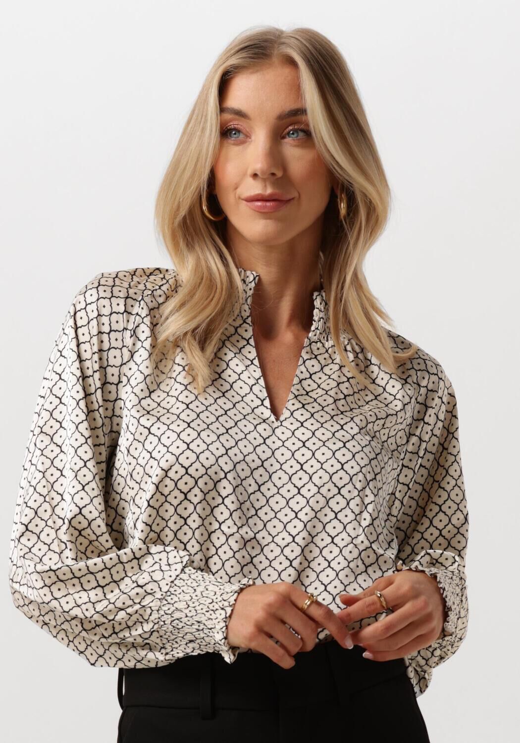NEO NOIR Elegante Marokkaanse Tegelblouse Ivoor Beige Dames