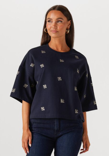 Donkerblauwe SUMMUM T-shirt EMBELLISHED SHORTSLEEVE - large