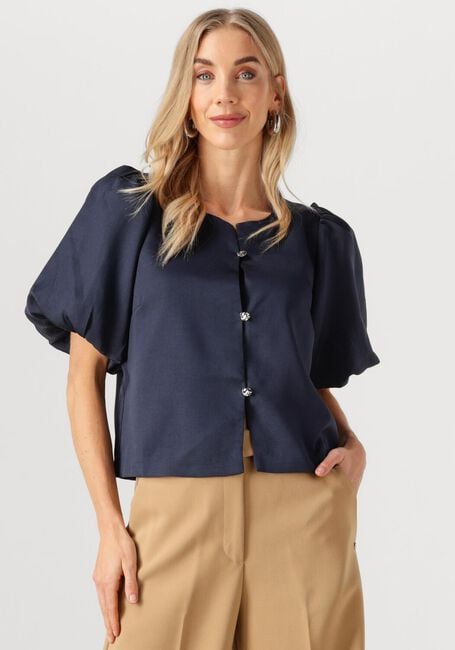 Donkerblauwe NEO NOIR Blouses AISA DULL SATIN BLOUSE - large