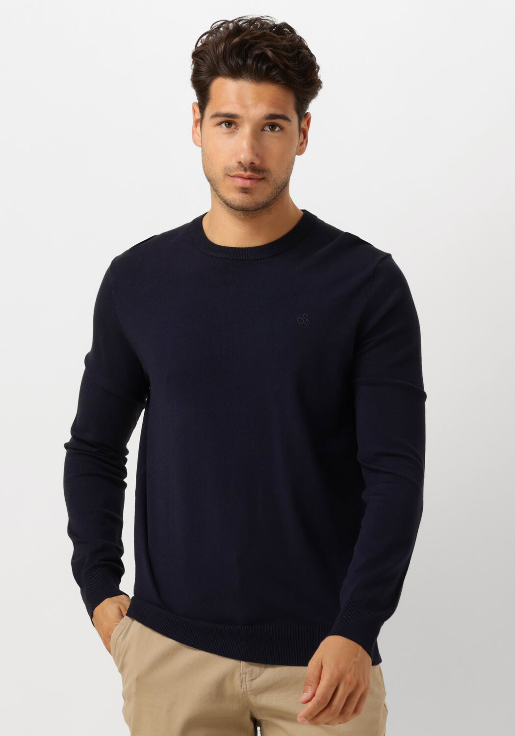 SCOTCH & SODA Heren Truien & Vesten Viscose Pullover Crewneck Donkerblauw
