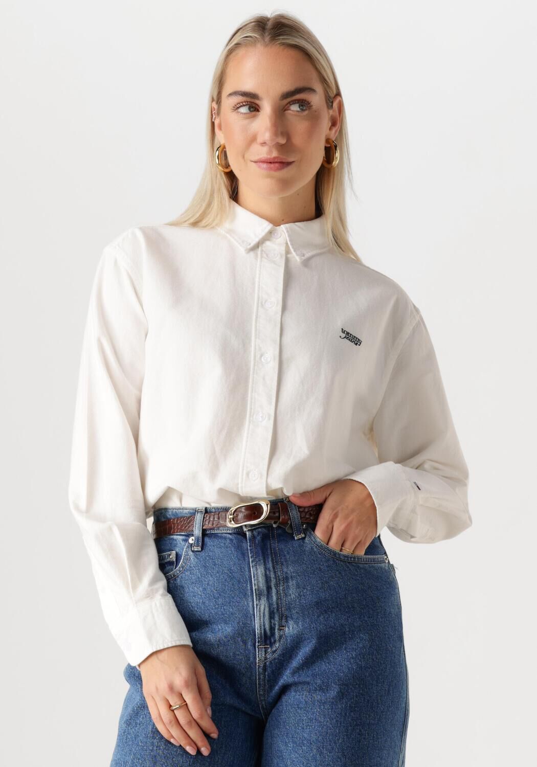 TOMMY JEANS Dames Blouses Tjw Rlx Script Oxford Shirt Ecru