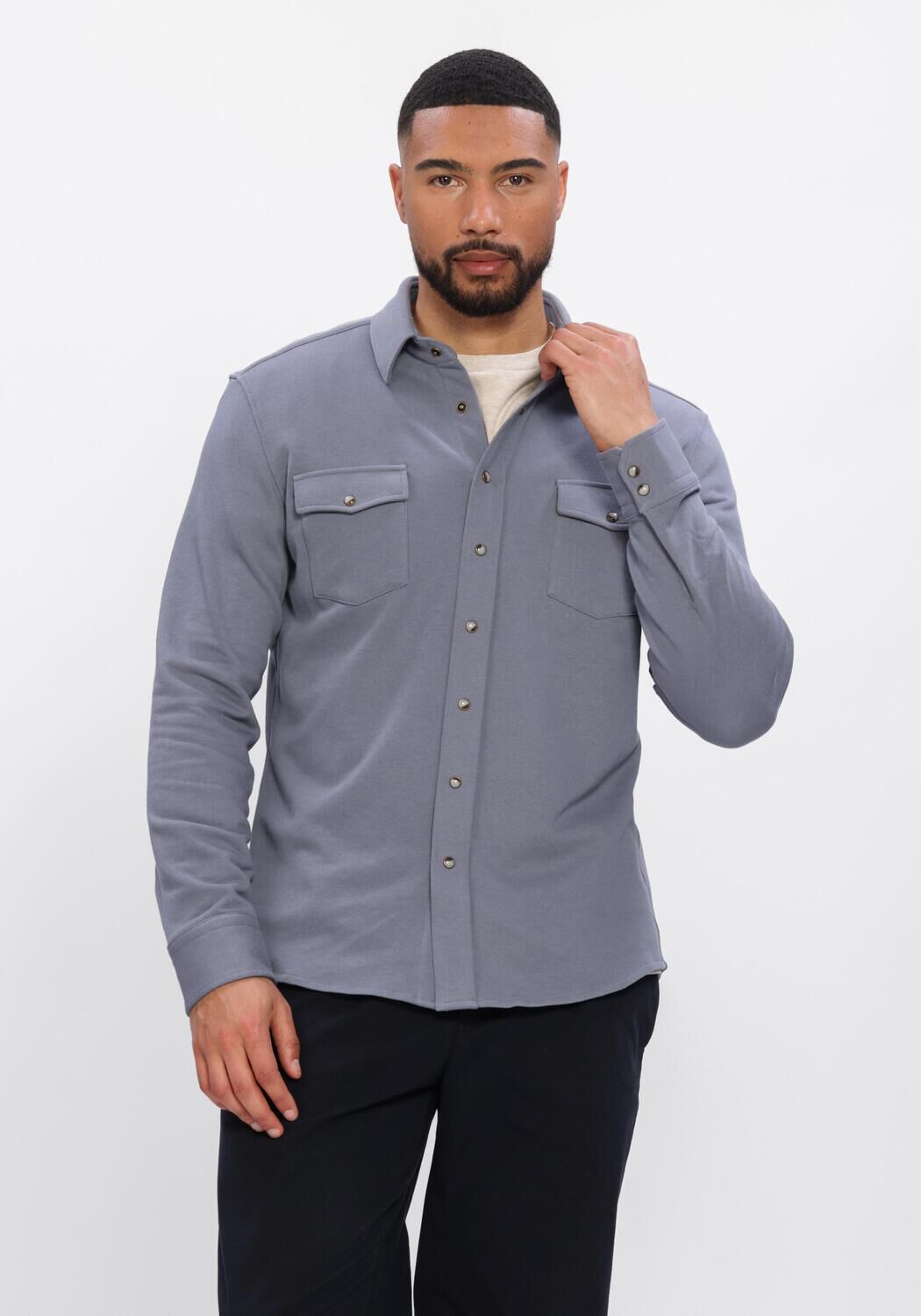 Blauwe PROFUOMO Casual overhemd OVERSHIRT WESTERN - large