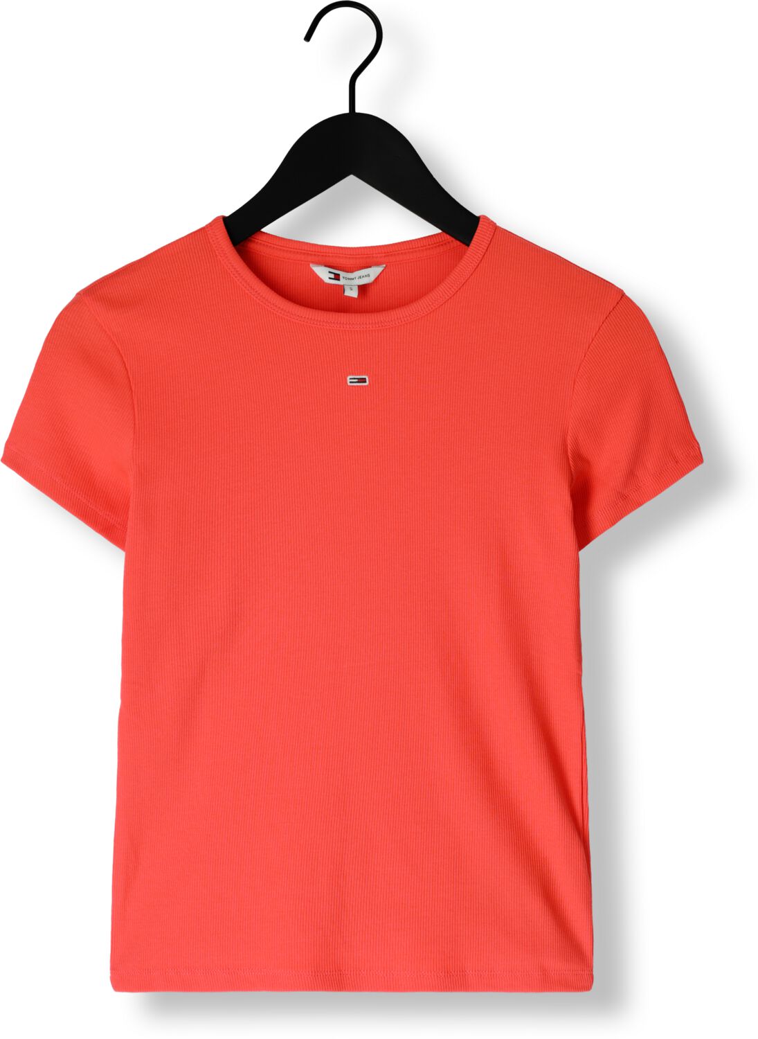 TOMMY JEANS Dames Tops & T-shirts Tjw Slim Essential Rib Ss Ext Rood