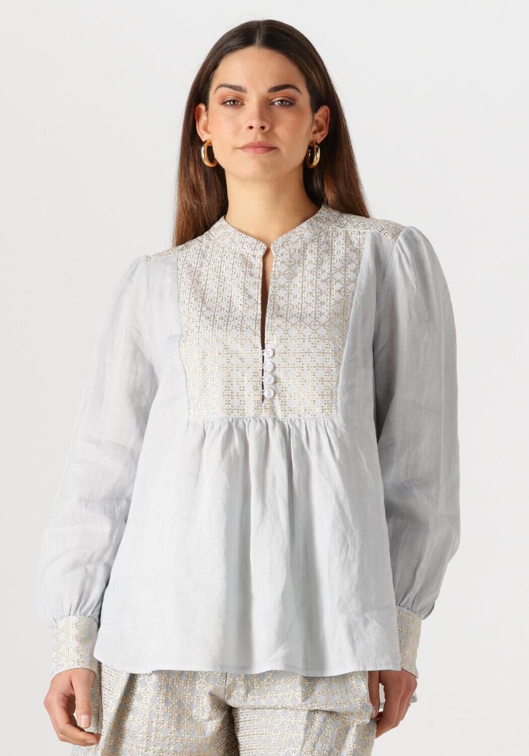 GREEK ARCHAIC KORI Dames Blouses 440645 Lichtblauw