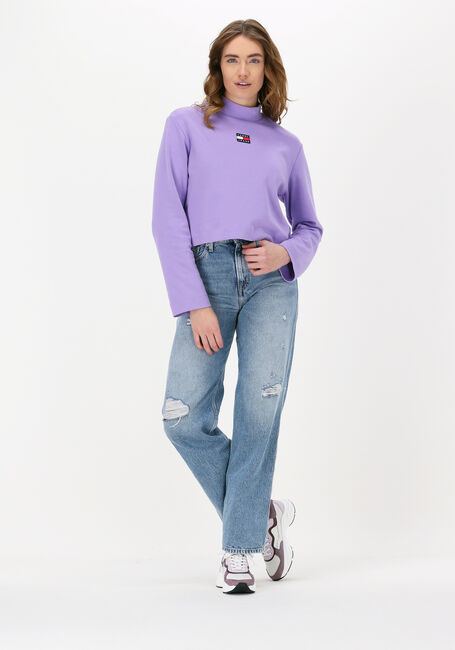 Paarse TOMMY JEANS Trui TJW RLXD BADGE MOCKNECK - large