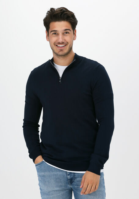 Donkerblauwe PUREWHITE Trui ESSENTIAL KNIT HALF ZIP LS - large