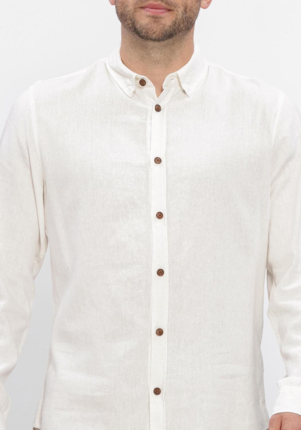 Ecru ANERKJENDT Casual overhemd AKLEIF COT/LINEN/VIS L/S SHIRT - large