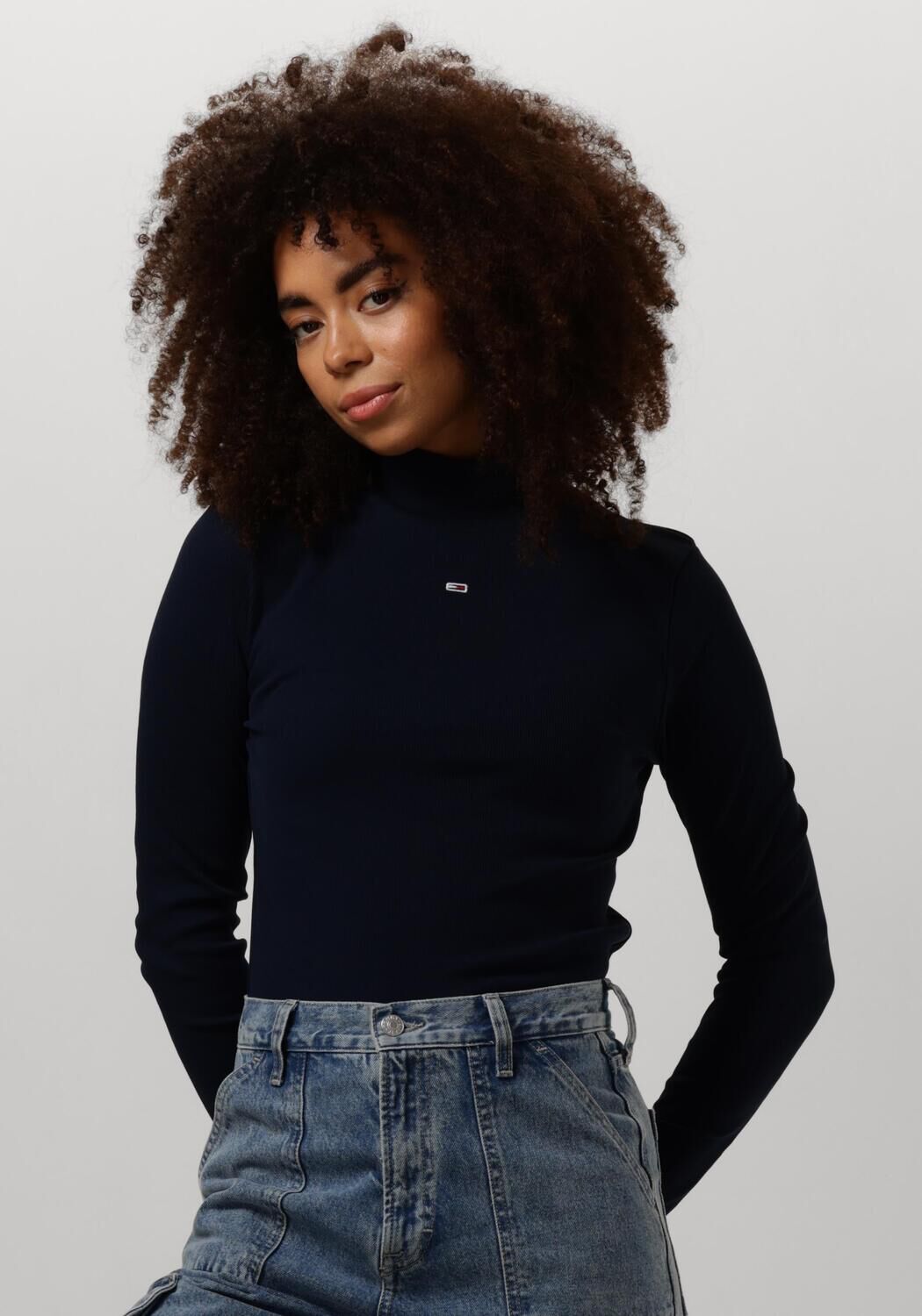 TOMMY JEANS Dames Truien & Vesten Tjw Essential Mock Neck Blauw