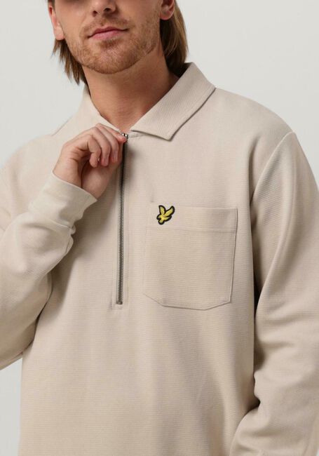 Gebroken wit LYLE & SCOTT Sweater CREST TEXTURED QUARTER ZIP - large