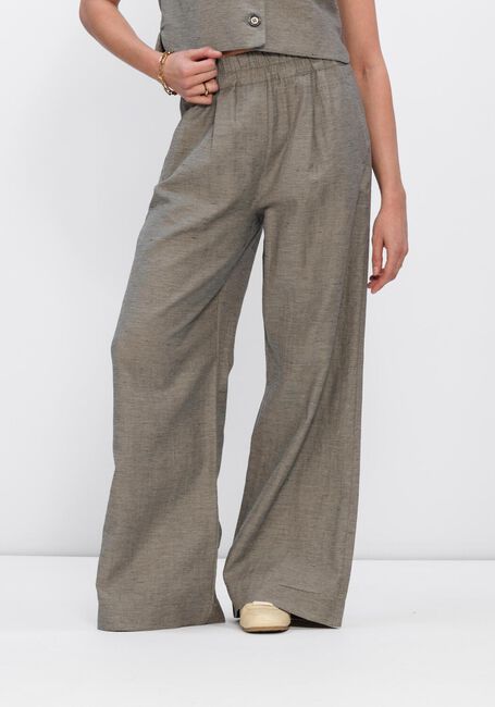 Taupe BY-BAR Wijde broek BENJI MELANGE PANTS - large