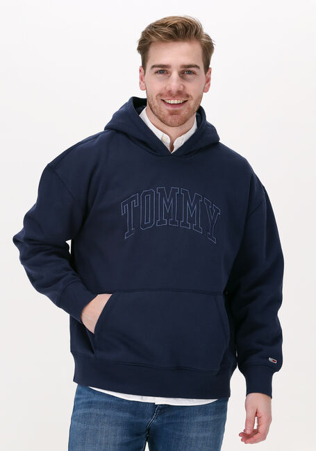 Donkerblauwe TOMMY JEANS Sweater TJM COLLEGE WASH HOODIE - large