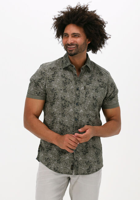 Olijf PME LEGEND Casual overhemd SHORT SLEEVE SHIRT PRINT ON CTN SLUB - large