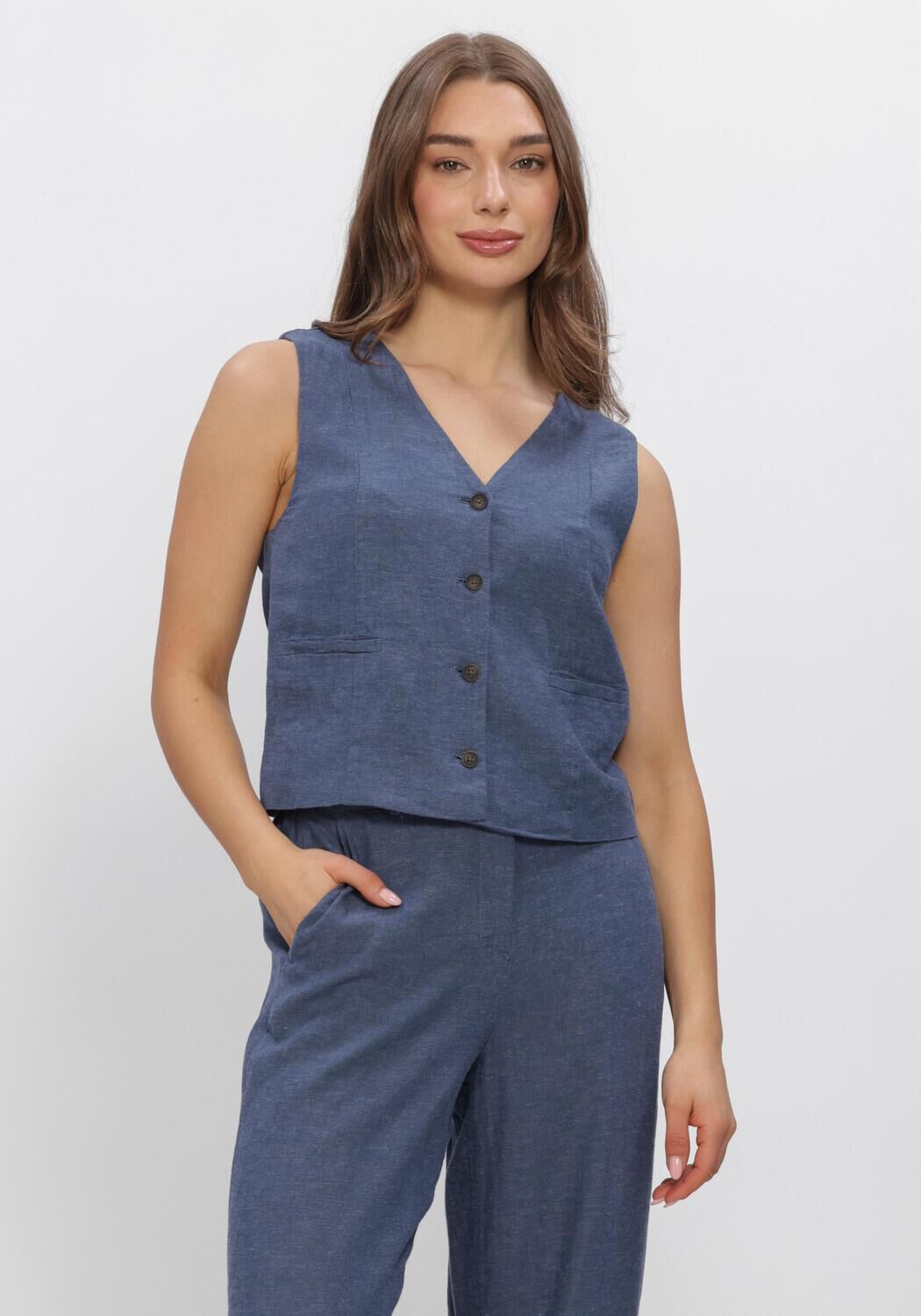 Blauwe MSCH COPENHAGEN Jassen MSCHVIANA GINIA V NECK WAISTCOAT - large