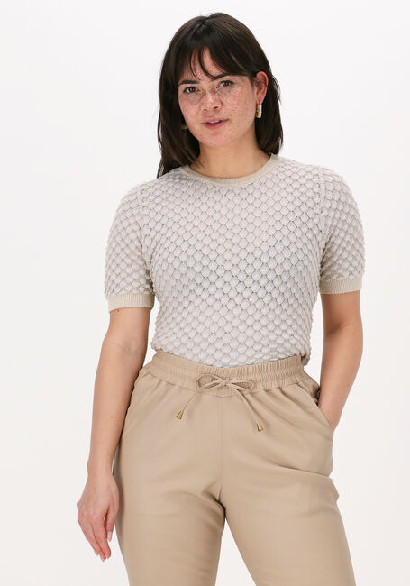 Beige SUMMUM Top SHORT SLEEVE SWEATER COTTON SH - large