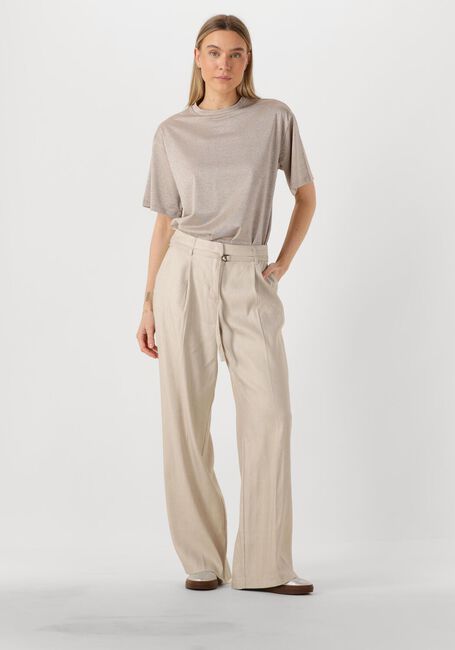 Beige SUMMUM T-shirt BOXY TOP SOFT LUREX JERSEY - large