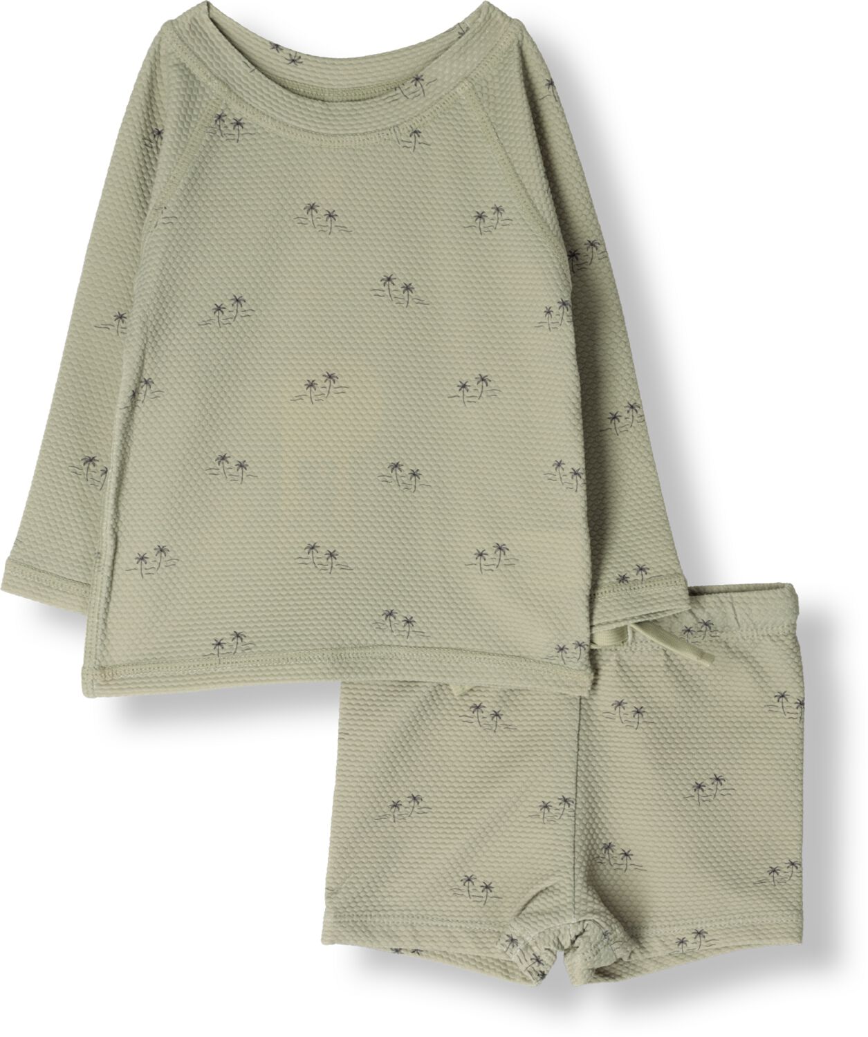 QUINCY MAE Baby Rompers Finn Rashguard + Short Set Palm Trees Olijf