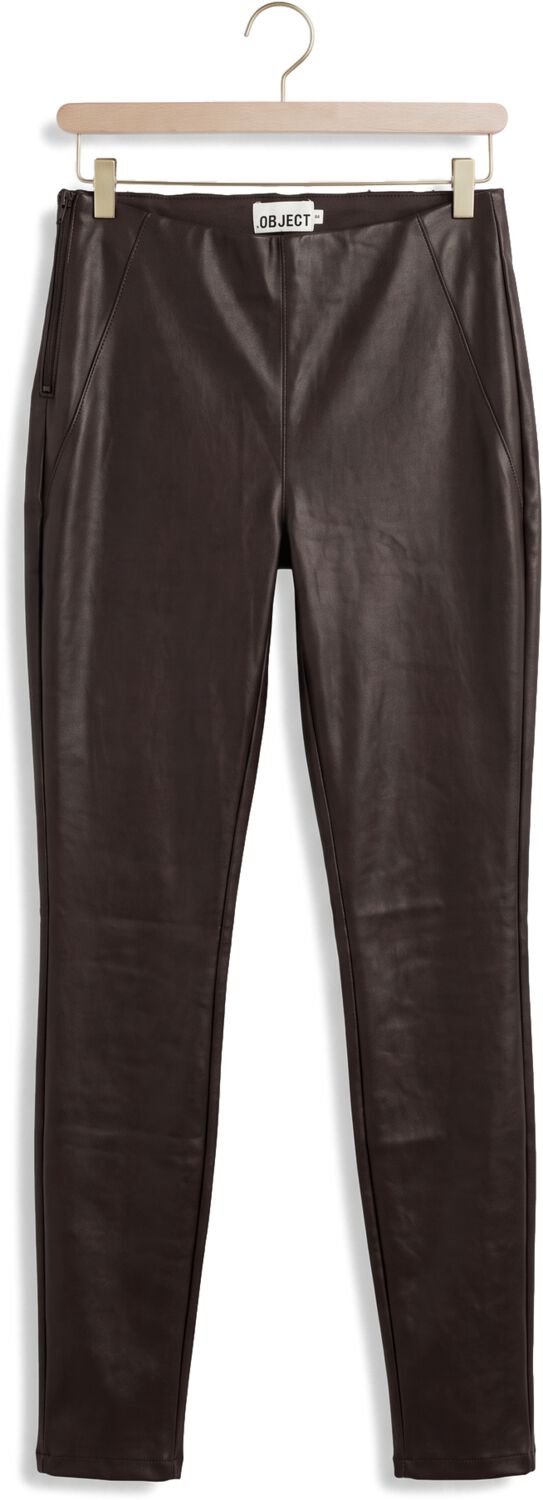 OBJECT Dames Broeken Objbelle Mw Coated Leggings Bruin