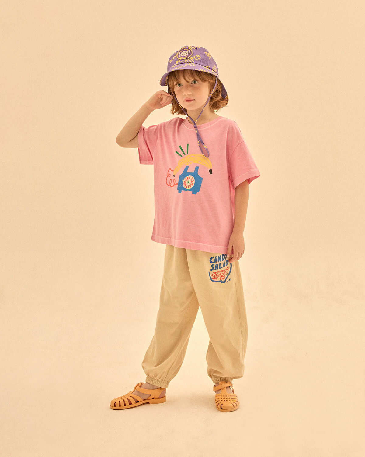 Roze Jelly Mallow T-shirt BANANA TELEPHONE PIGMENT T-SHIRT - large