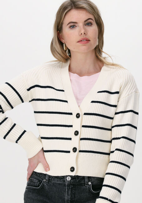 Ecru SCOTCH & SODA Vest VNECK STRIPED CHUNKY RIB ORGAN - large