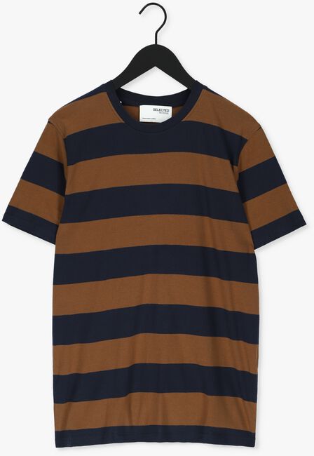 Donkerblauwe SELECTED HOMME T-shirt SLHSILAS STRIPE SS O-NECK TEE  - large