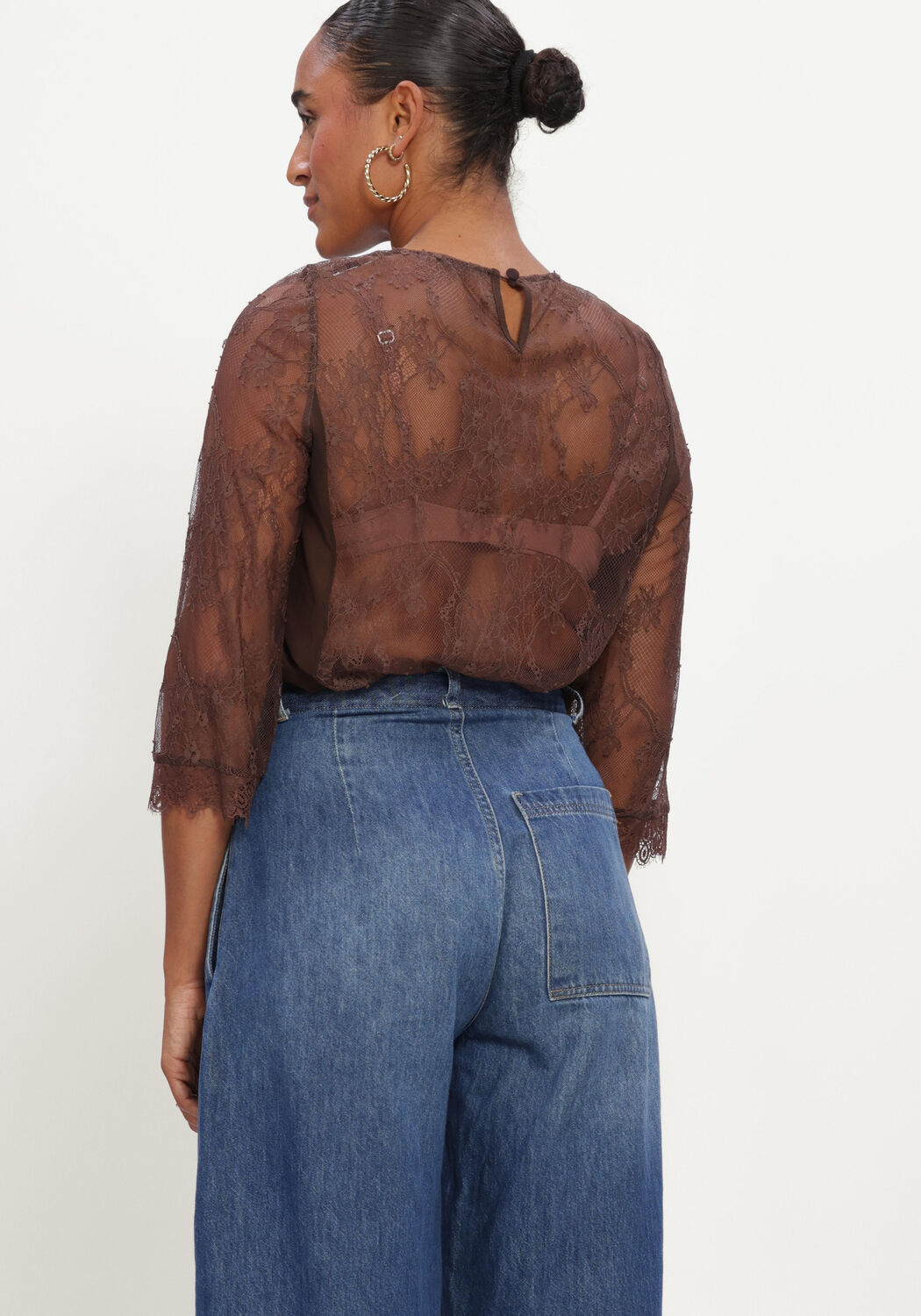 Bruine EST'SEVEN Top LACE LACY - large