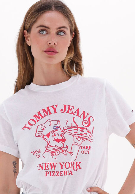 Witte TOMMY JEANS T-shirt TJW RLXD TJ BEST PIZZA SS - large